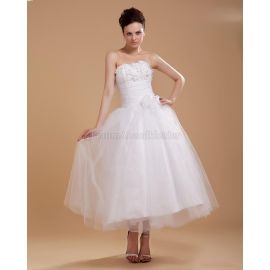 Taft plissiertes romantisches Brautkleid mit Bordüre