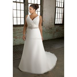 Klassisches A-Linie ärmellos Brautkleid für Übergröße