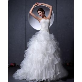 Prinzessin Organza bodenlanges Brautkleid mit überlagertem mieder