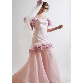 Zierliche Meerjungfrau Brautkleider Rosa mit Blumen