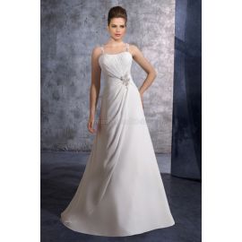 A-Line bodenlanges Brautkleid mit Gericht Schleppe ohne Ärmeln