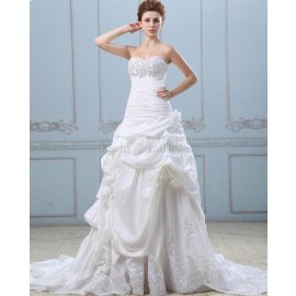Pick up bodenlanges romantisches Brautkleid mit Applikation
