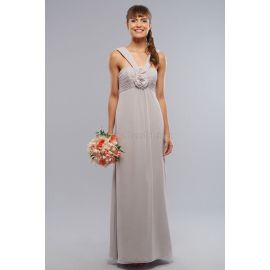 Chiffon stilvolles bodenlanges Brautjungfernkleid mit Blume