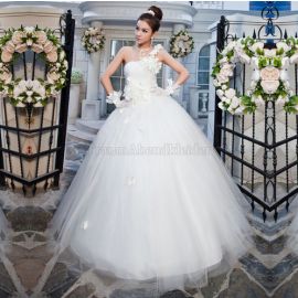 Prinzessin Kapelle Schleppe romantisches Brautkleid mit einem Schulter