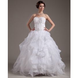 Prinzessin mehrschichtiges Brautkleid mit Bordüre mit Rüschen