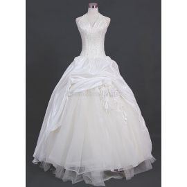 Tüll niedrige Taille romantisches Brautkleid mit Kapelle Schleppe