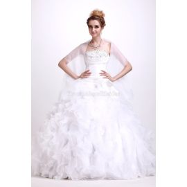Prinzessin Kapelle Schleppe romantisches Brautkleid mit mehrschichtigen Rüsche