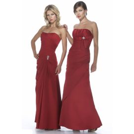 Glamour schmale Trägerlos Raffung Brautjungfernkleider Rot