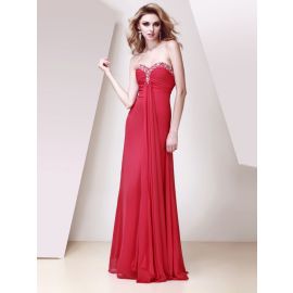 Elegantes Abendkleid Chiffon rot lang mit Herz-Ausschnitt