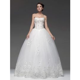 Glamouröse bestickte Brautkleider Herzogin Tüll mit Herz-Ausschnitt