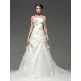 Glamouröse A-Linie Brautkleider Weiß mit Drapierungen