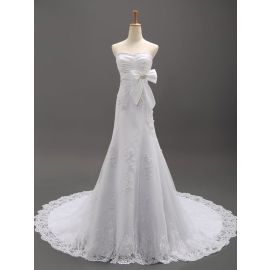 Elegante Brautkleider Tüll A-Linie Weiß mit Herz-Ausschnitt