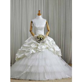 Glamouröse mehrlagige Brautkleider Herzogin mit Drapierungen