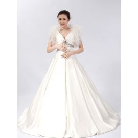 Glamouröse Brautkleider A-Linie Satin mit V-Ausschnitt