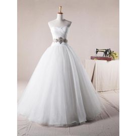 Elegante Brautkleider A-Linie Weiß Organza mit Herz-Ausschnitt