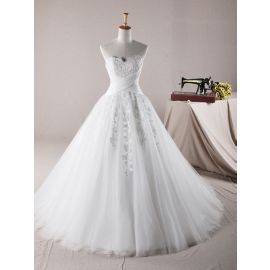 Elegante Brautkleider A-Linie Tüll Spitze mit Herz-Ausschnitt