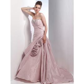 Glamouröse geraffte A-Linie Brautkleider Rosa