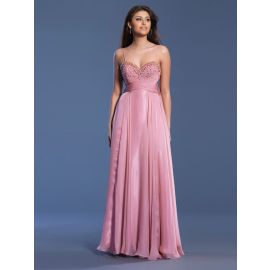Exquisite Abendkleider Chiffon A-Linie Rosa mit Trägern