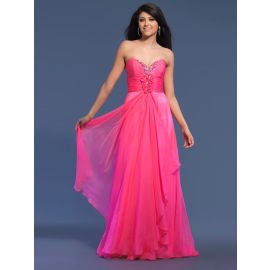 Elegante lange Abschlusskleider A-Linie Chiffon Pink