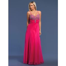 Elegante lange Abschlusskleider Pink mit Trägern