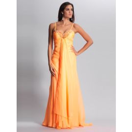Elegante Abendkleider Lang Rückenfrei Orange mit Schleppe