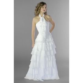 A-Linie geschichtes bescheidenes Brautkleid mit Reißverschluss