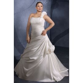 A-Line bodenlanges Brautkleid mit Falte Mieder ohne Ärmeln