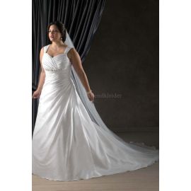 A-Line Übergröße bodenlanges Brautkleid mit Falte Mieder