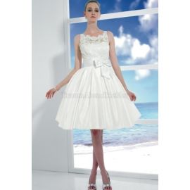 A-Line Zickzack Ausschnitt modisches Brautkleid ohne Ärmeln