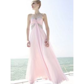 Zierliche Abendkleider Rosa A-Linie lang mit Herz-Ausschnitt