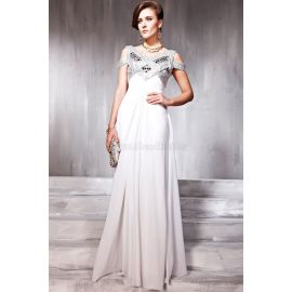 A-Line Chiffon Paillettenbesetztes Abendkleid mit V-Ausschnitt