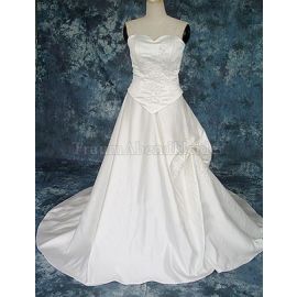 A-Line gerüschtes Elegantes Brautkleid mit Kapelle Schleppe