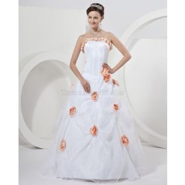 Organza pompöse Brautkleid mit Tüll ohne Ärmeln