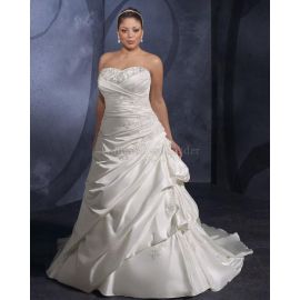 Trägerlos Duchesse-Linie plissiertes romantisches Brautkleid
