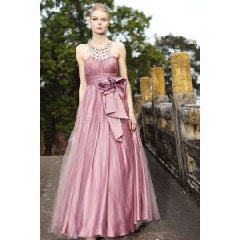 A-Line zeitloses ärmelloses Abendkleid mit Juwel Ausschnitt