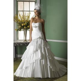 Taft sexy bodenlanges Brautkleid mit Falte Mieder