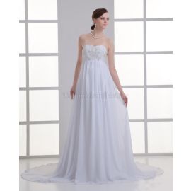 Kapelle Schleppe extravagantes Brautkleid aus Chiffon ohne Ärmeln