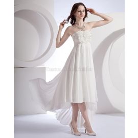 Trägerlos elastischer Satin ärmelloses luxus Brautkleid