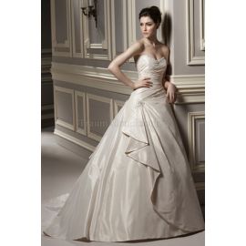 A-Linie Perlenbesetztes sexy Brautkleid aus Satin