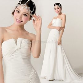 Trägerloser Ausschnitt plissiertes luxus Brautkleid ohne Ärmeln