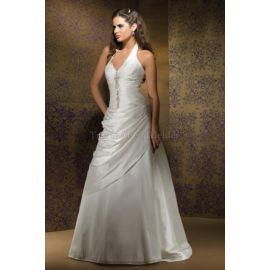 A-Line sexy Brautkleid aus Taft mit Nackenband