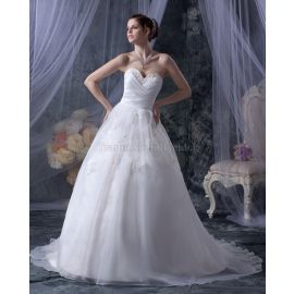 ärmellos romantisches Brautkleid mit Tüll aus Organza