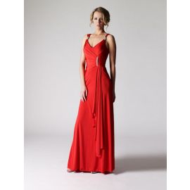 Glamour V-Ausschnitt Lang Ärmellos Kleider für Hochzeitsgäste Ohne Schleppe