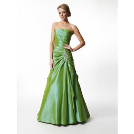 Elegant Taft A-Linie Ärmellos Abendkleider Grün mit Raffung