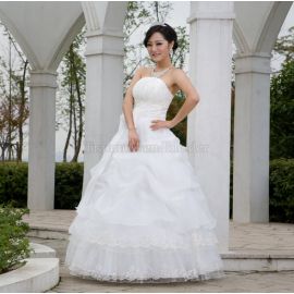 Spitze Paillettenbesetztes Brautkleid ohne Träger ohne Ärmeln