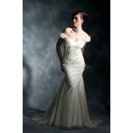 Meerjungfrau glamouröses Brautkleid mit Perlen mit Juwel Mieder