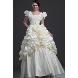 Tiefe Taile romantisches Brautkleid mit Kristall aus elastischer Satin