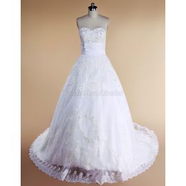 Prinzessin ärmelloses romantisches Brautkleid mit Herz-Ausschnitt