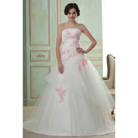 Elegante A-Linie farbige Brautkleider mit Schleppe