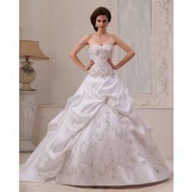 Duchesse-Linie tiefe Taile romantisches Brautkleid ohne Ärmeln